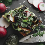 Avocado toast with radish and Divinity pomegranate balsamic vinegar.